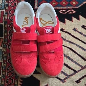 Sam Edelman Red Suede Sneakers